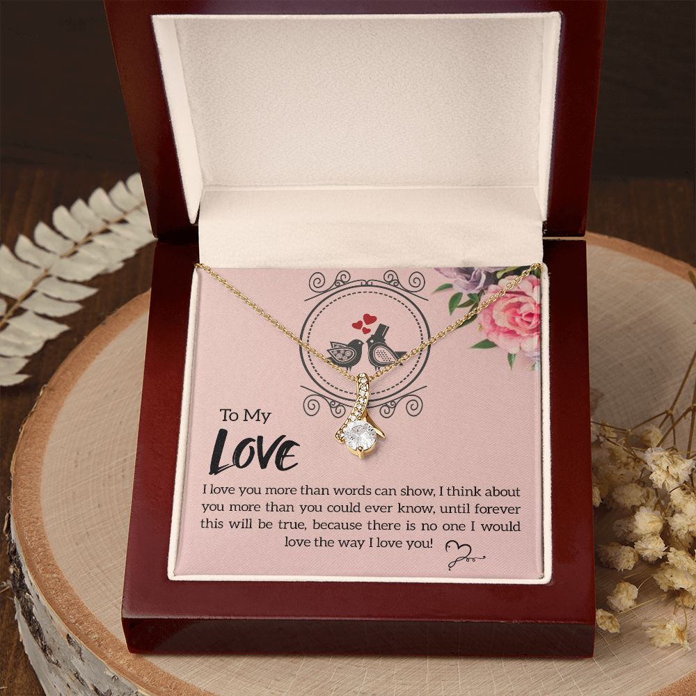 To My Love I Love You More Alluring Ribbon Necklace Message Card-Express Your Love Gifts