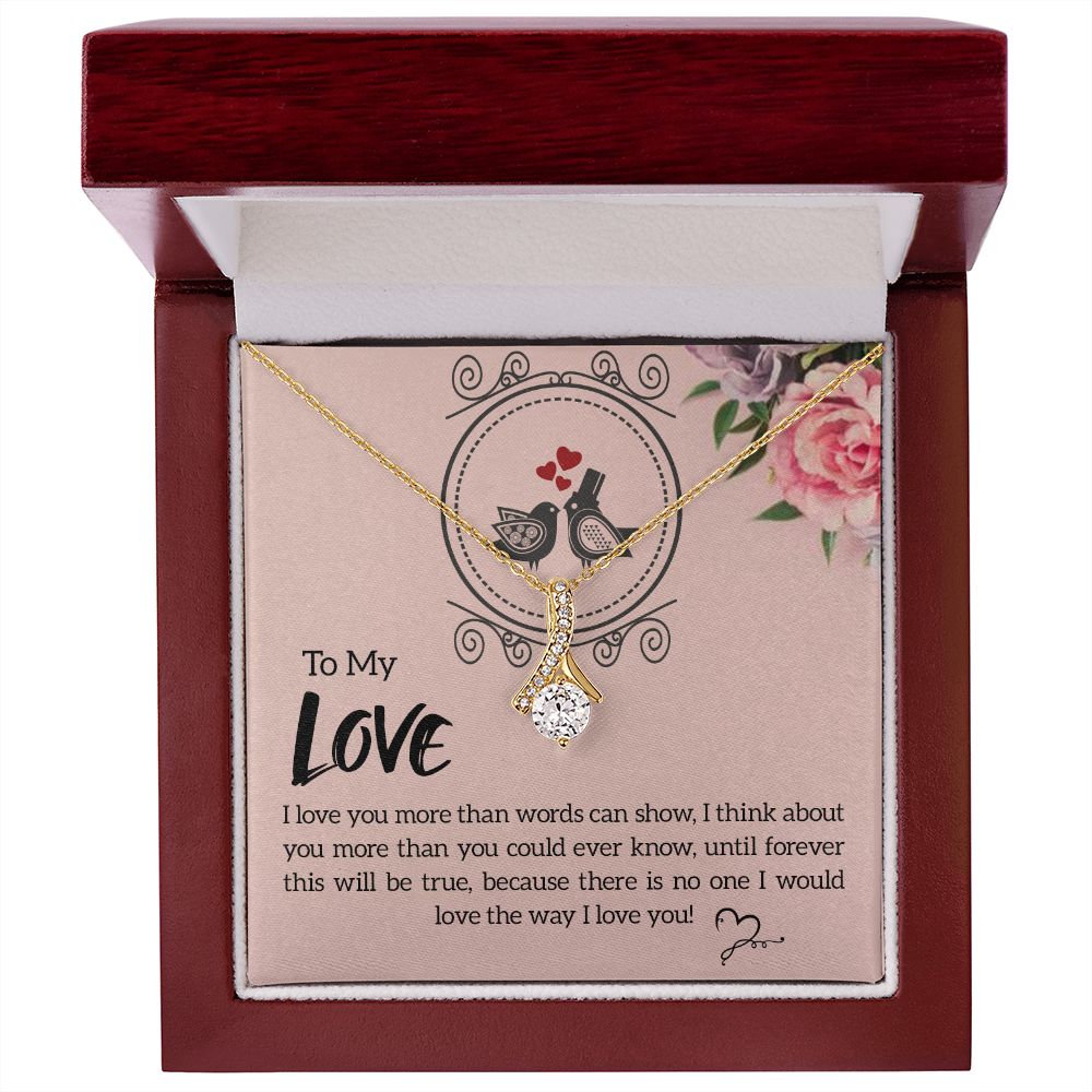 To My Love I Love You More Alluring Ribbon Necklace Message Card-Express Your Love Gifts