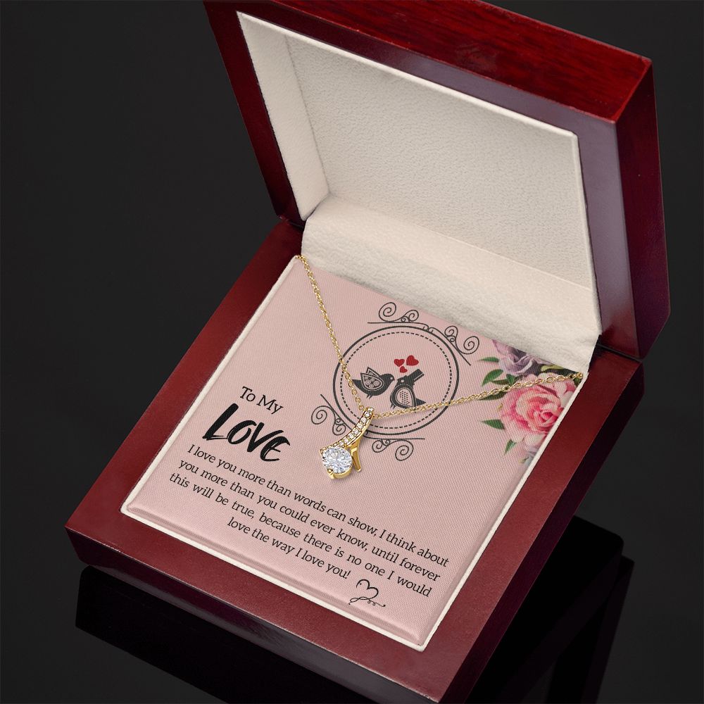 To My Love I Love You More Alluring Ribbon Necklace Message Card-Express Your Love Gifts