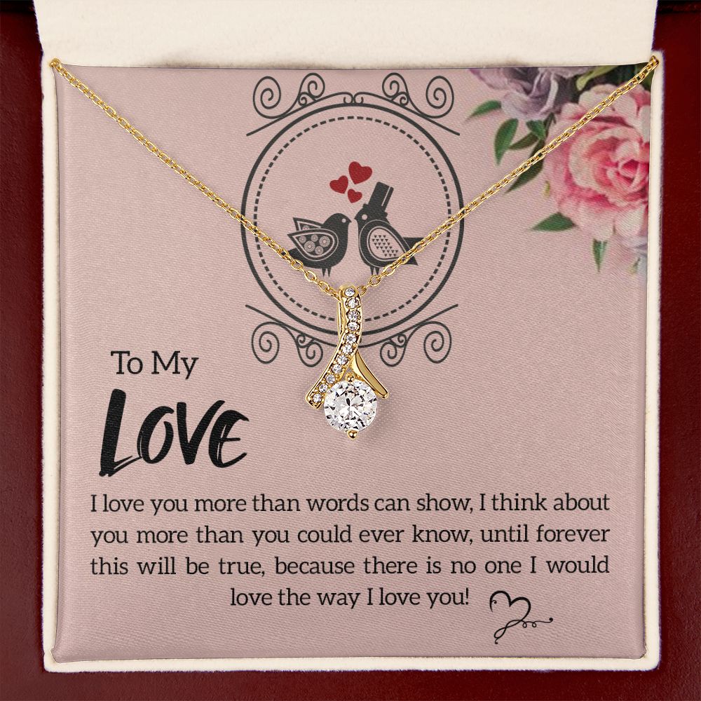 To My Love I Love You More Alluring Ribbon Necklace Message Card-Express Your Love Gifts