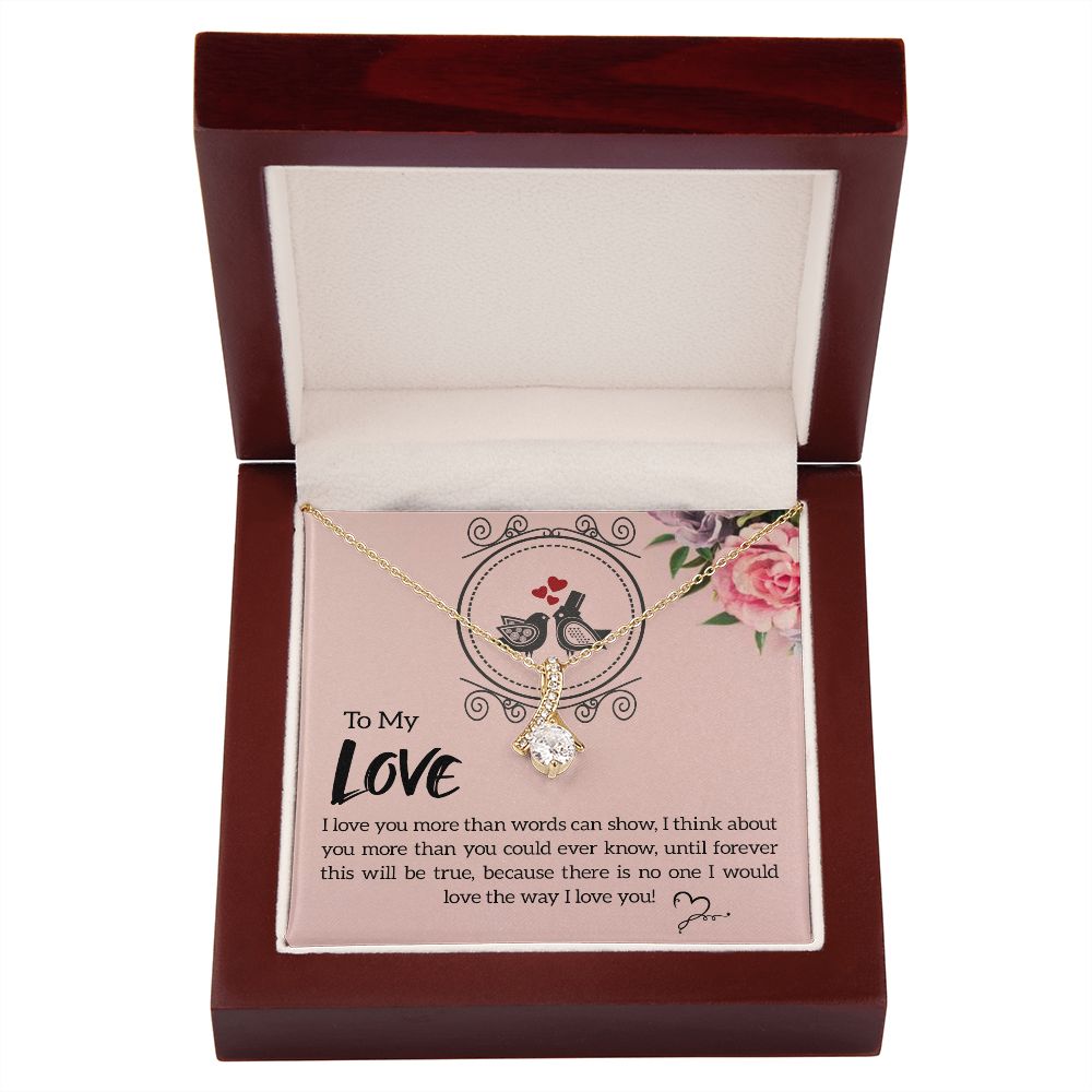 To My Love I Love You More Alluring Ribbon Necklace Message Card-Express Your Love Gifts
