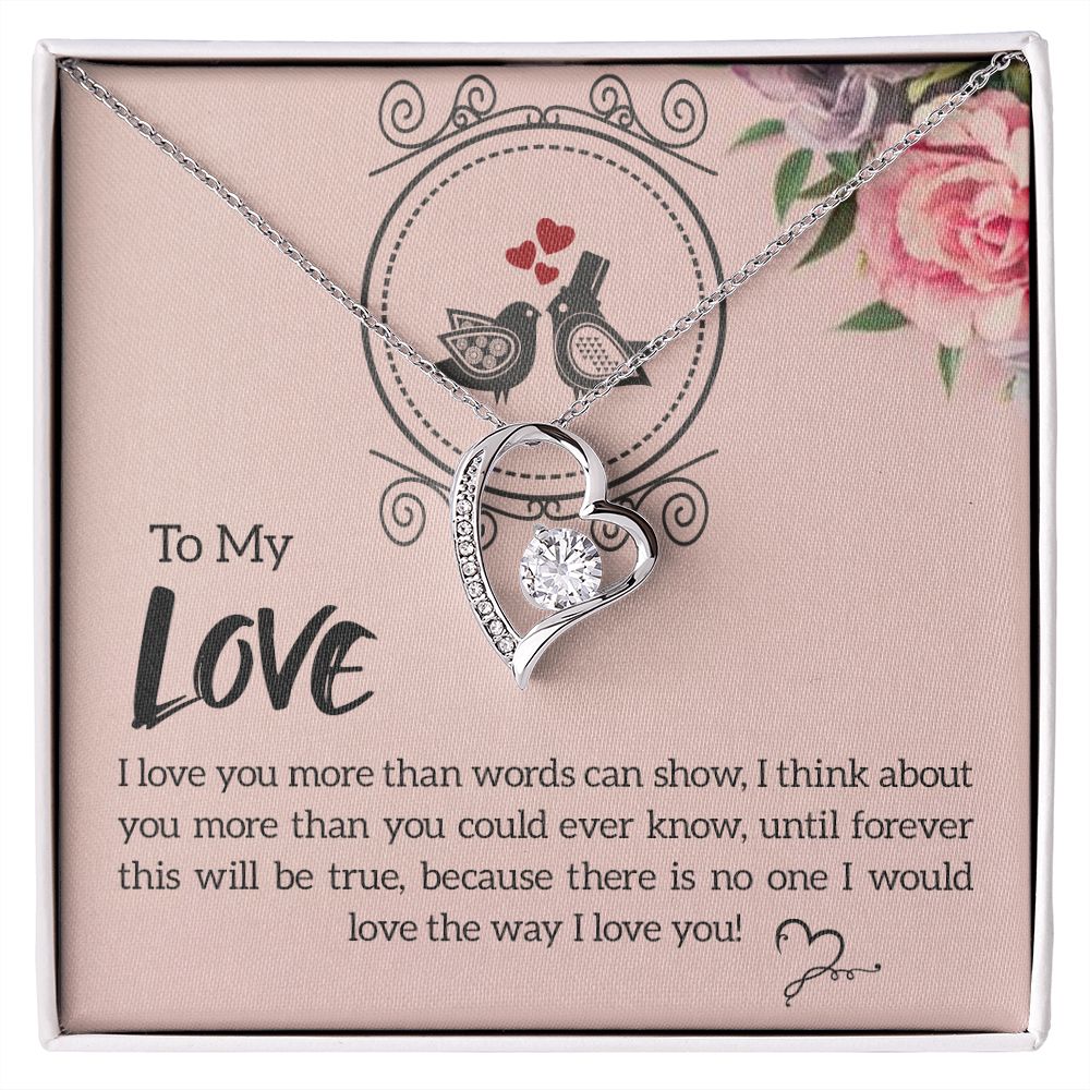 To My Love I Love You More Forever Necklace w Message Card-Express Your Love Gifts