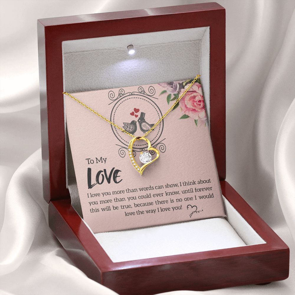 To My Love I Love You More Forever Necklace w Message Card-Express Your Love Gifts