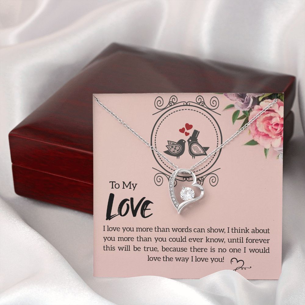 To My Love I Love You More Forever Necklace w Message Card-Express Your Love Gifts