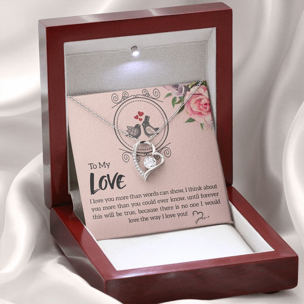 To My Love I Love You More Forever Necklace w Message Card-Express Your Love Gifts