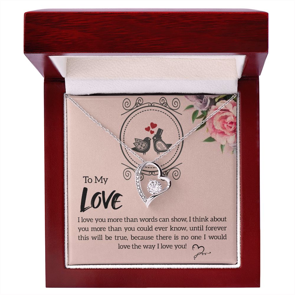 To My Love I Love You More Forever Necklace w Message Card-Express Your Love Gifts