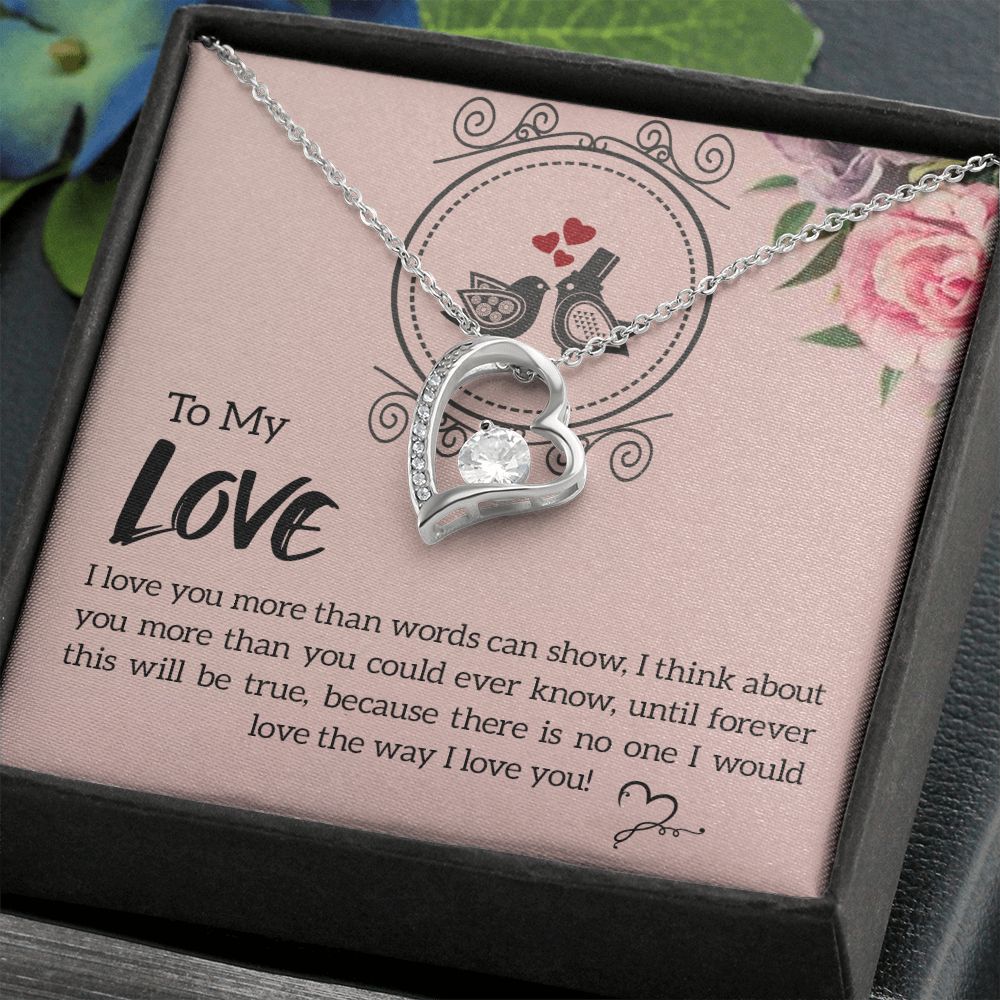 To My Love I Love You More Forever Necklace w Message Card-Express Your Love Gifts