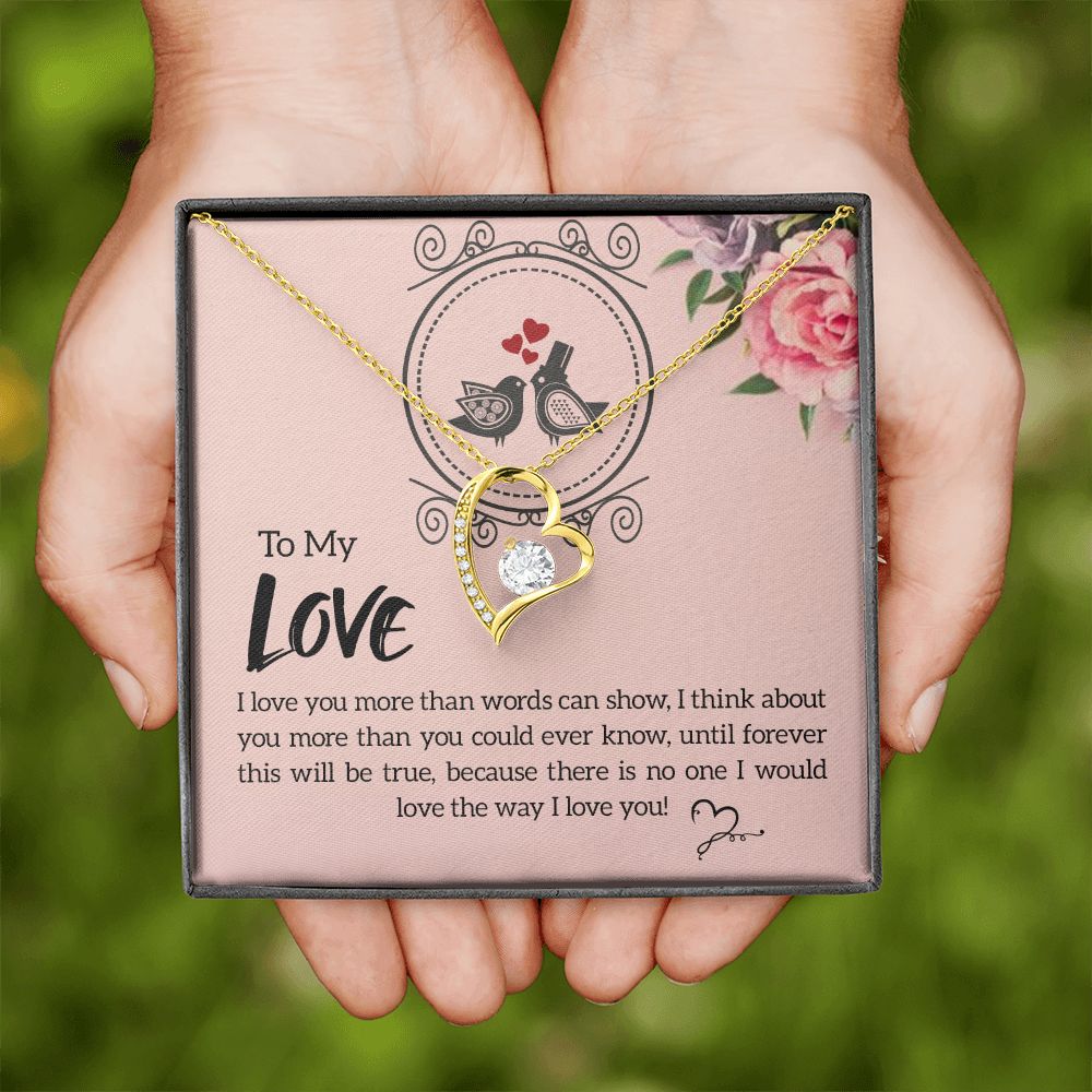 To My Love I Love You More Forever Necklace w Message Card-Express Your Love Gifts