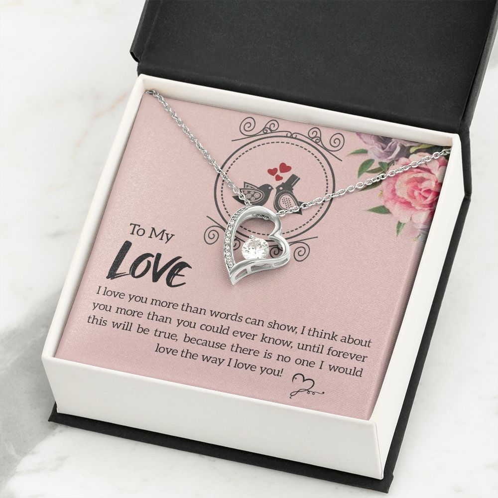 To My Love I Love You More Forever Necklace w Message Card-Express Your Love Gifts