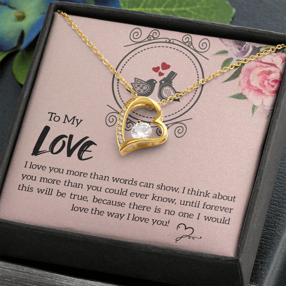 To My Love I Love You More Forever Necklace w Message Card-Express Your Love Gifts
