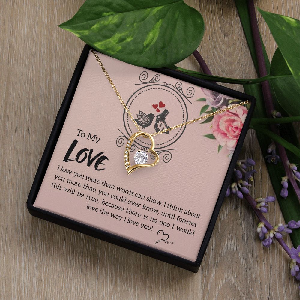 To My Love I Love You More Forever Necklace w Message Card-Express Your Love Gifts