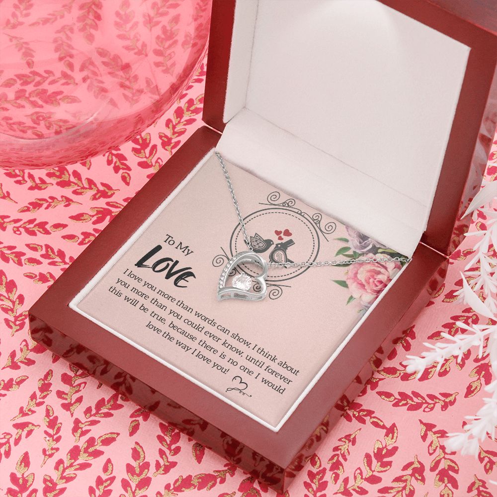 To My Love I Love You More Forever Necklace w Message Card-Express Your Love Gifts