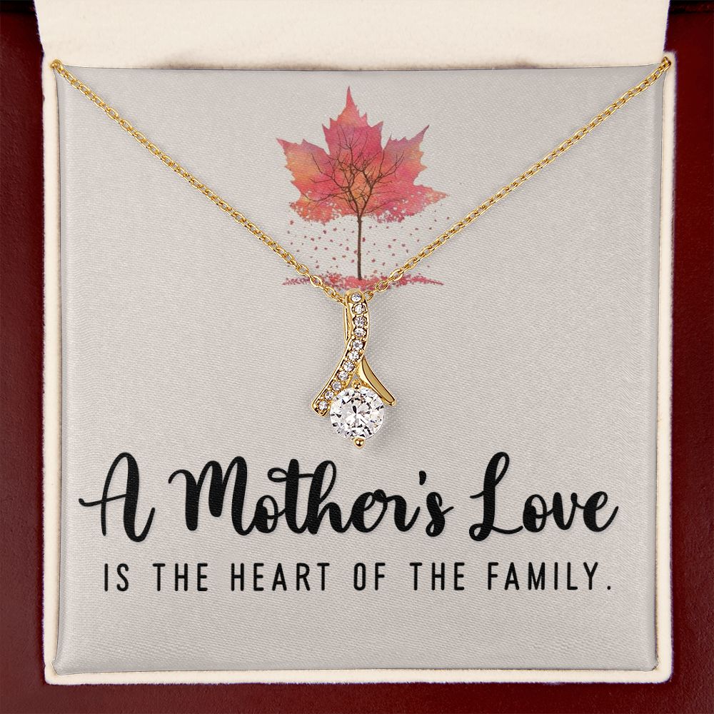 To My Mom A Mothers Love is The Heart of The Family Alluring Ribbon Necklace Message Card-Express Your Love Gifts