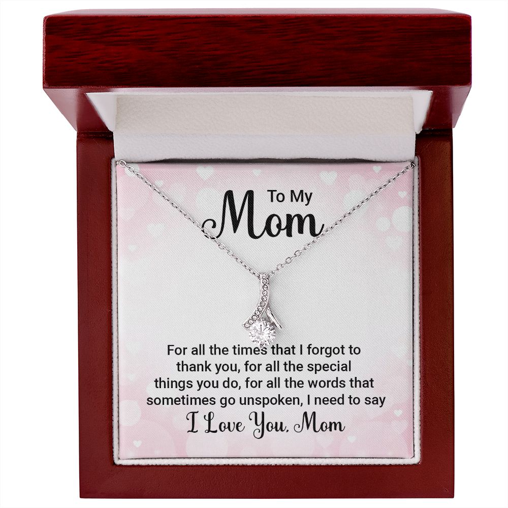 To My Mom For All The Times Alluring Ribbon Necklace Message Card-Express Your Love Gifts
