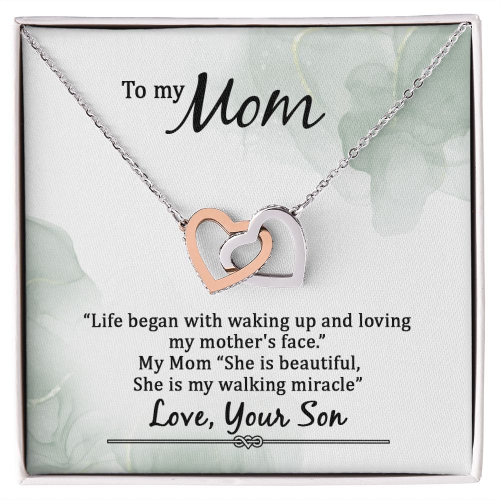 To My Mom Life Began With Walking Up Inseparable Necklace-Express Your Love Gifts