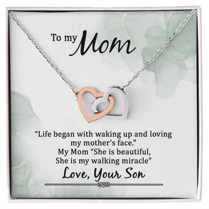 To My Mom Life Began With Walking Up Inseparable Necklace-Express Your Love Gifts