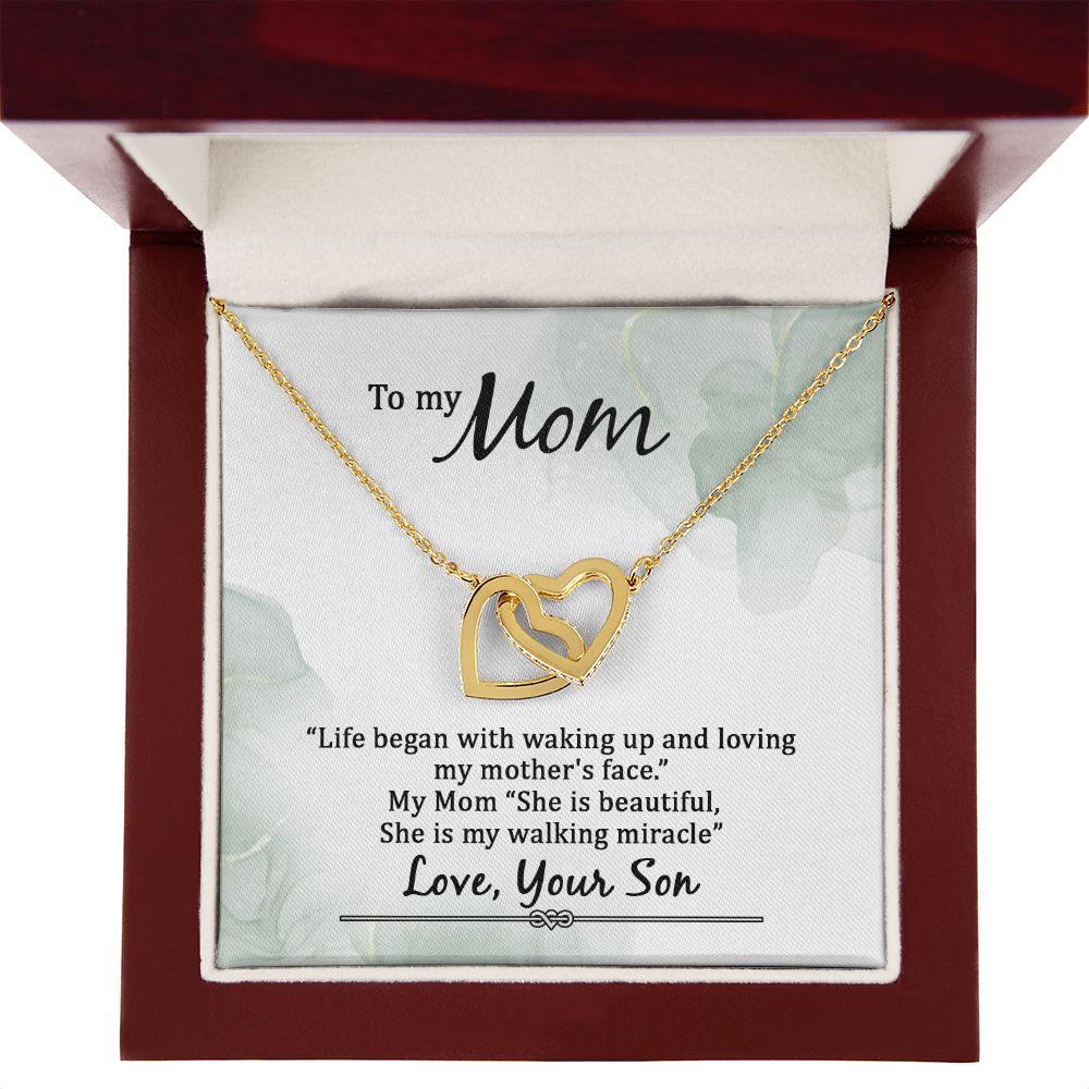 To My Mom Life Began With Walking Up Inseparable Necklace-Express Your Love Gifts