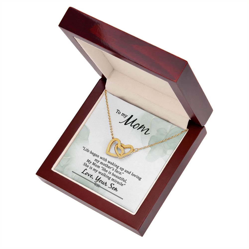 To My Mom Life Began With Walking Up Inseparable Necklace-Express Your Love Gifts