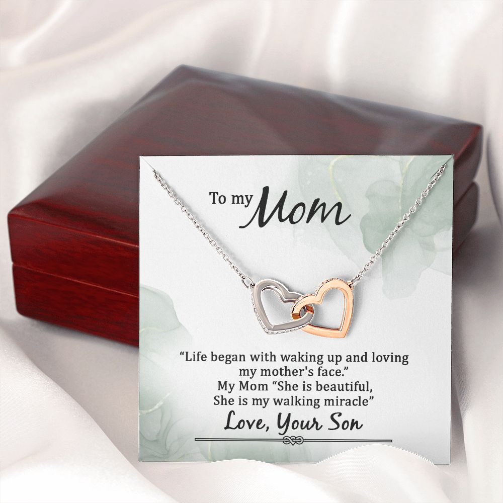 To My Mom Life Began With Walking Up Inseparable Necklace-Express Your Love Gifts