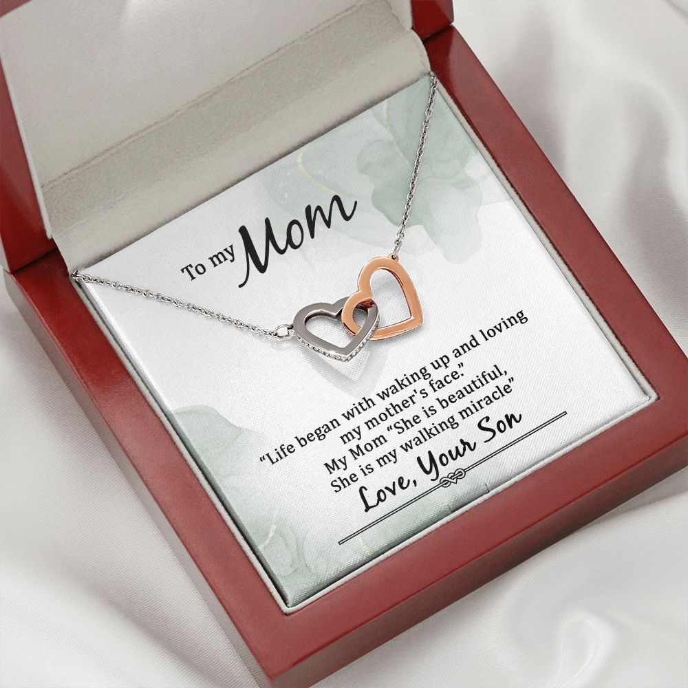To My Mom Life Began With Walking Up Inseparable Necklace-Express Your Love Gifts