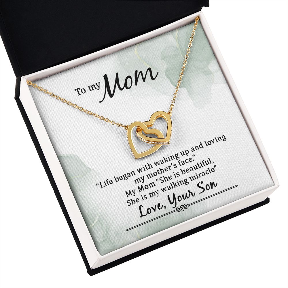 To My Mom Life Began With Walking Up Inseparable Necklace-Express Your Love Gifts