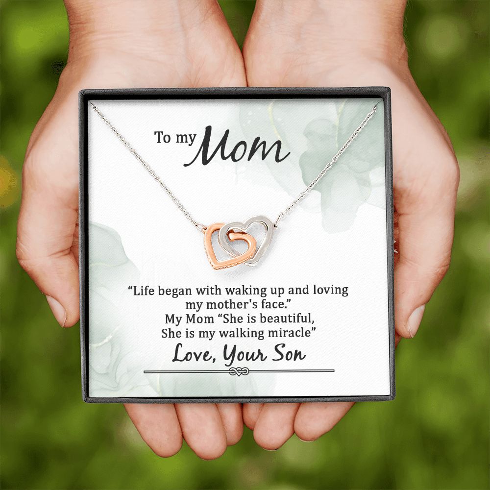 To My Mom Life Began With Walking Up Inseparable Necklace-Express Your Love Gifts
