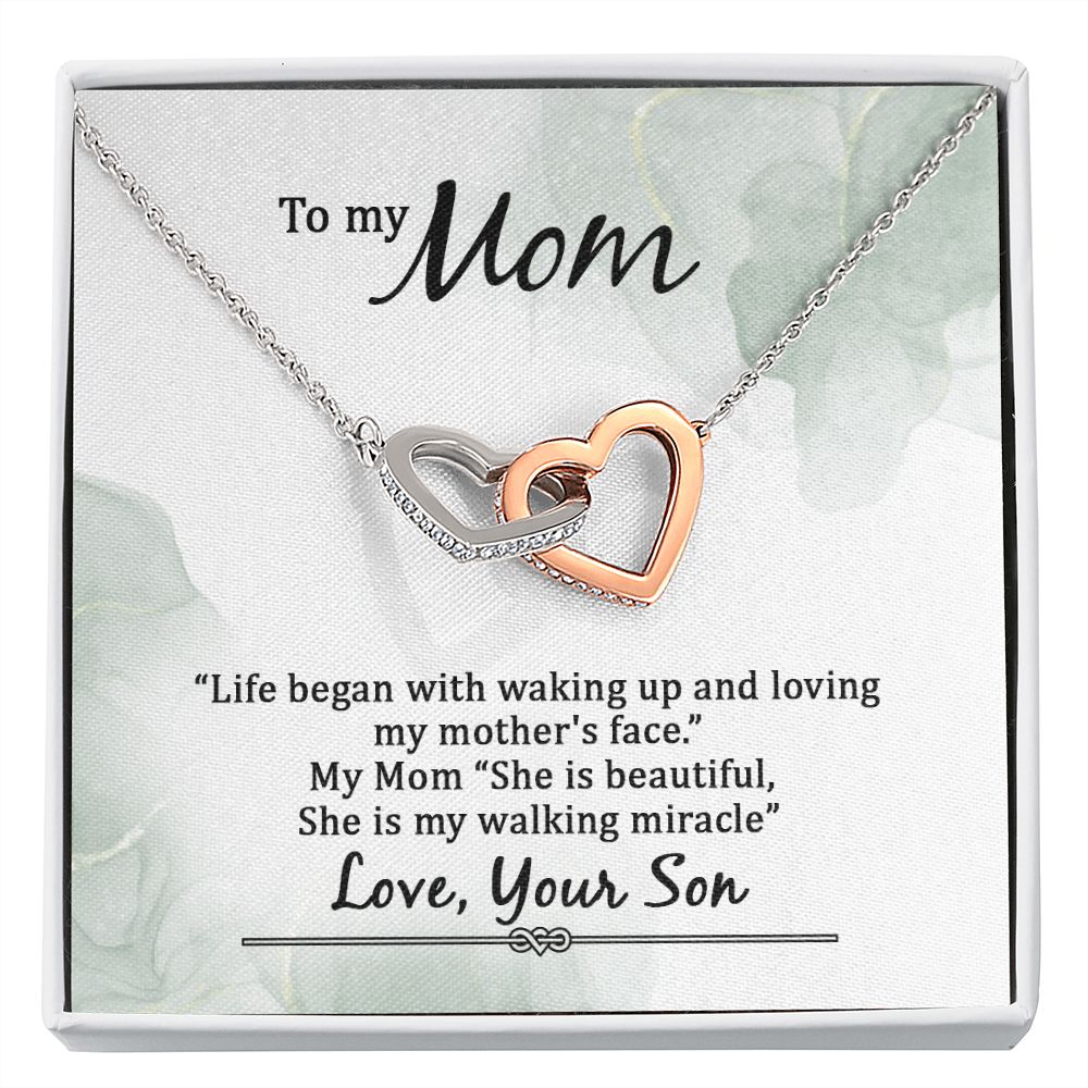 To My Mom Life Began With Walking Up Inseparable Necklace-Express Your Love Gifts