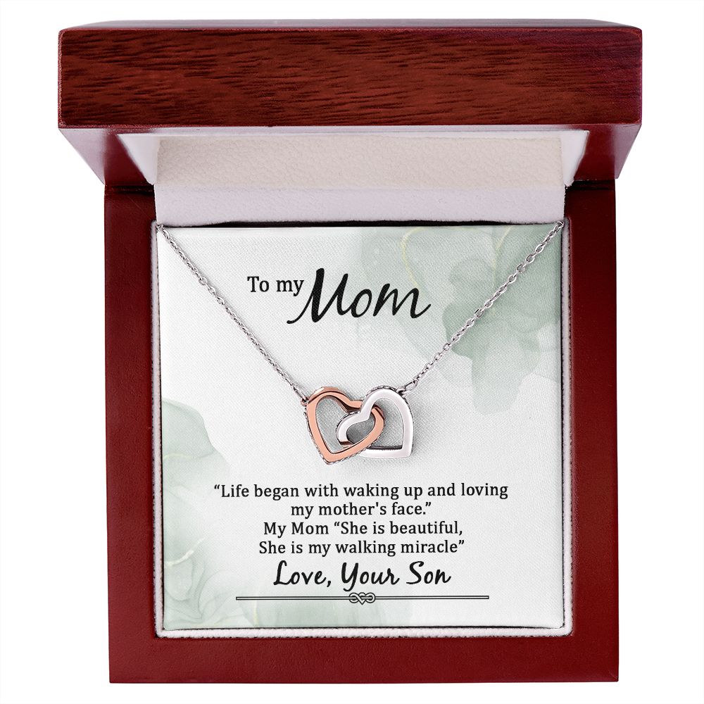 To My Mom Life Began With Walking Up Inseparable Necklace-Express Your Love Gifts