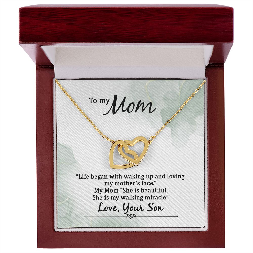 To My Mom Life Began With Walking Up Inseparable Necklace-Express Your Love Gifts
