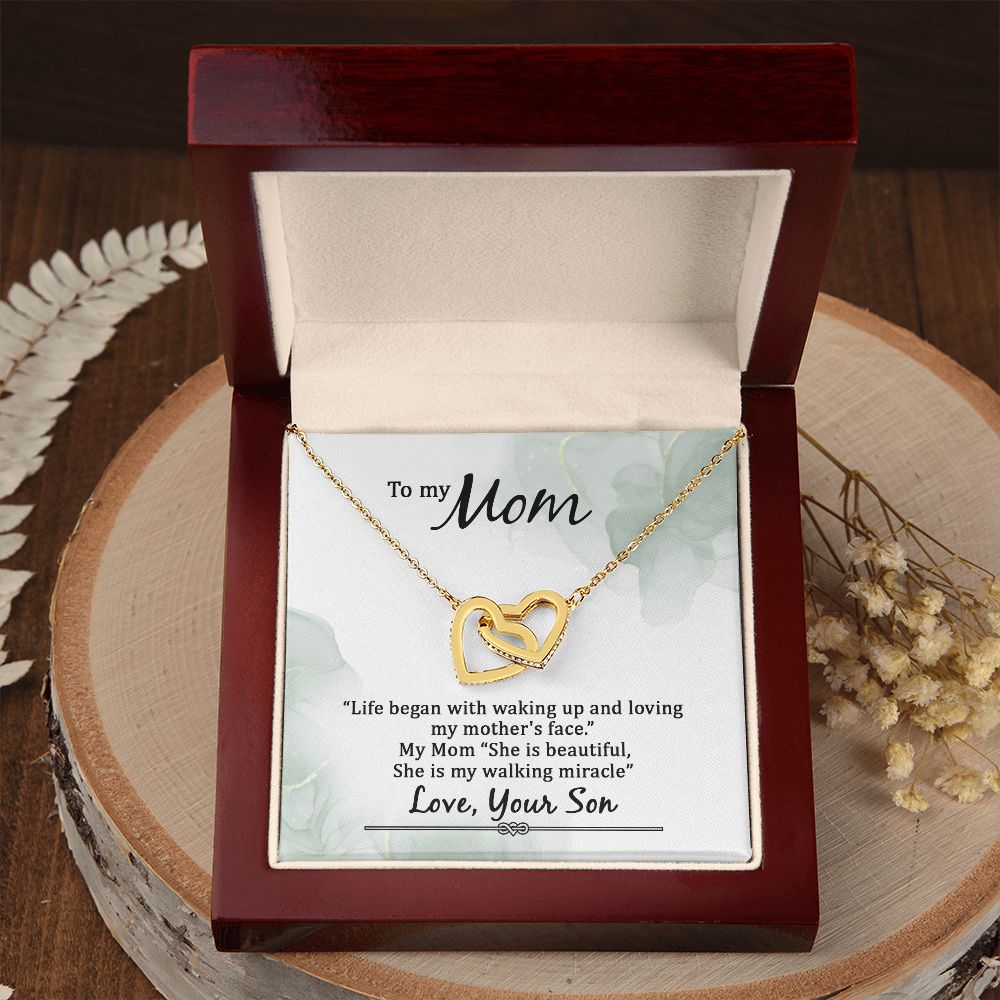 To My Mom Life Began With Walking Up Inseparable Necklace-Express Your Love Gifts