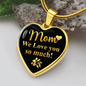 To My Mom Love You So Much Necklace Stainless Steel or 18k Gold Heart 18-22"-Express Your Love Gifts