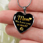 To My Mom Love You So Much Necklace Stainless Steel or 18k Gold Heart 18-22"-Express Your Love Gifts