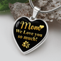 To My Mom Love You So Much Necklace Stainless Steel or 18k Gold Heart 18-22"-Express Your Love Gifts