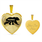 To My Mom Mama Bear Necklace Stainless Steel or 18k Gold Heart 18-22"-Express Your Love Gifts