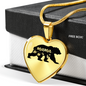 To My Mom Mama Bear Necklace Stainless Steel or 18k Gold Heart 18-22"-Express Your Love Gifts