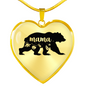To My Mom Mama Bear Necklace Stainless Steel or 18k Gold Heart 18-22"-Express Your Love Gifts