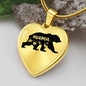 To My Mom Mama Bear Necklace Stainless Steel or 18k Gold Heart 18-22"-Express Your Love Gifts