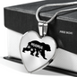 To My Mom Mama Bear Necklace Stainless Steel or 18k Gold Heart 18-22"-Express Your Love Gifts