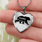 To My Mom Mama Bear Necklace Stainless Steel or 18k Gold Heart 18-22"-Express Your Love Gifts