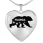 To My Mom Mama Bear Necklace Stainless Steel or 18k Gold Heart 18-22"-Express Your Love Gifts