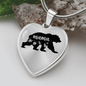 To My Mom Mama Bear Necklace Stainless Steel or 18k Gold Heart 18-22"-Express Your Love Gifts