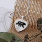 To My Mom Mama Bear Necklace Stainless Steel or 18k Gold Heart 18-22"-Express Your Love Gifts