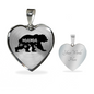 To My Mom Mama Bear Necklace Stainless Steel or 18k Gold Heart 18-22"-Express Your Love Gifts