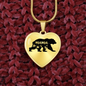 To My Mom Mama Bear Necklace Stainless Steel or 18k Gold Heart 18-22"-Express Your Love Gifts