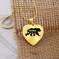 To My Mom Mama Bear Necklace Stainless Steel or 18k Gold Heart 18-22"-Express Your Love Gifts