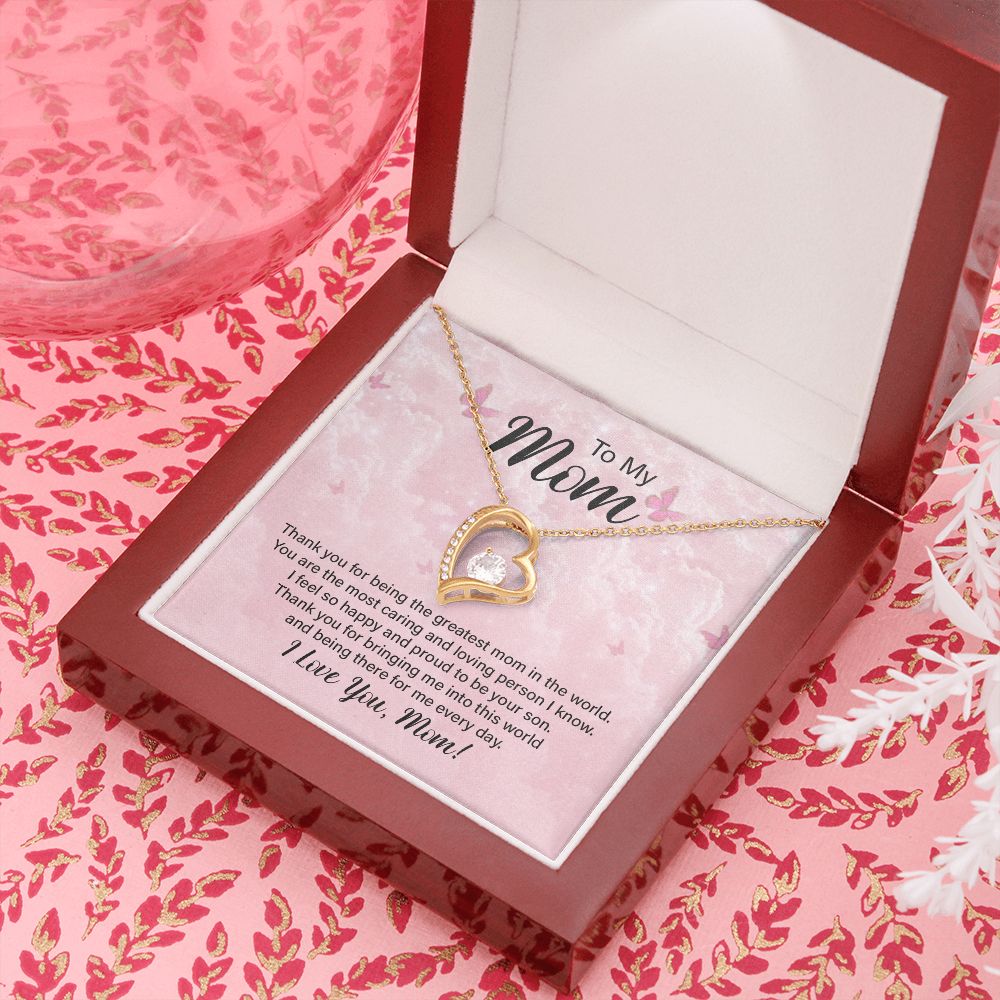 To My Mom Thank You For the Greatest Mom Forever Necklace w Message Card-Express Your Love Gifts