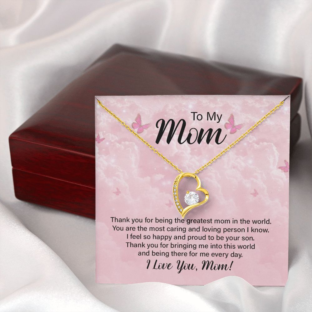 To My Mom Thank You For the Greatest Mom Forever Necklace w Message Card-Express Your Love Gifts
