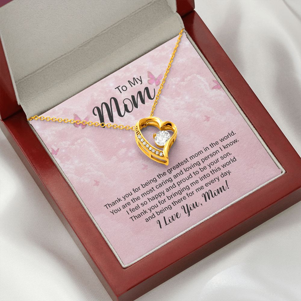 To My Mom Thank You For the Greatest Mom Forever Necklace w Message Card-Express Your Love Gifts