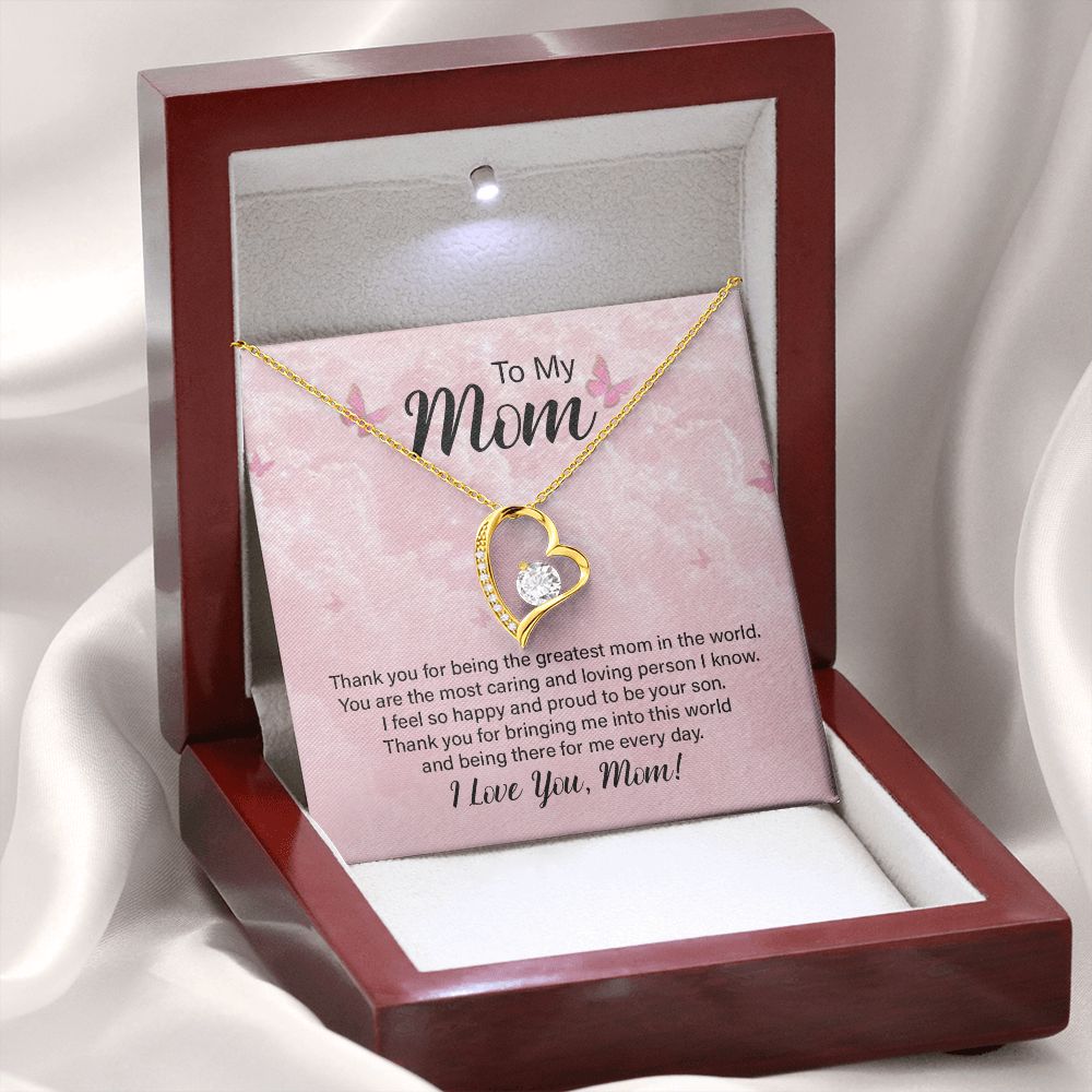 To My Mom Thank You For the Greatest Mom Forever Necklace w Message Card-Express Your Love Gifts