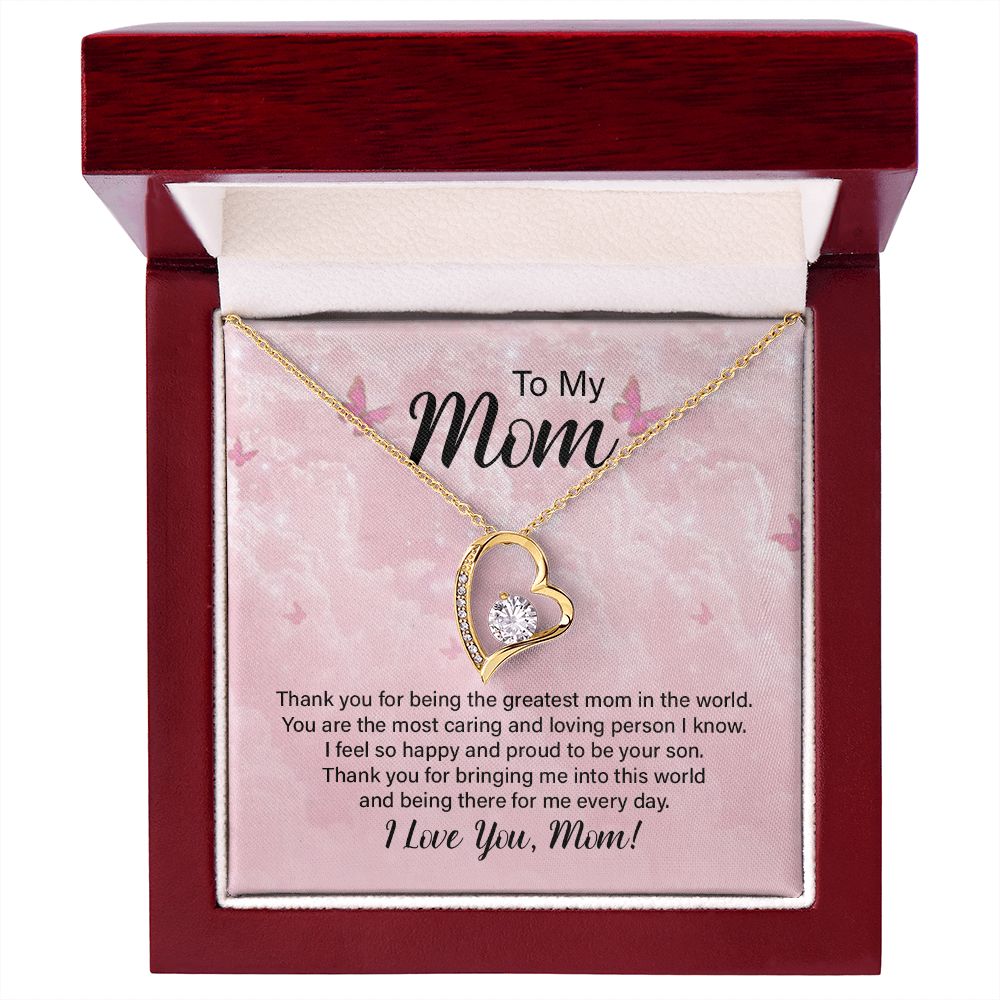 To My Mom Thank You For the Greatest Mom Forever Necklace w Message Card-Express Your Love Gifts